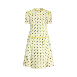 1973 Documented Christian Dior London Art Deco Print Wool Dress