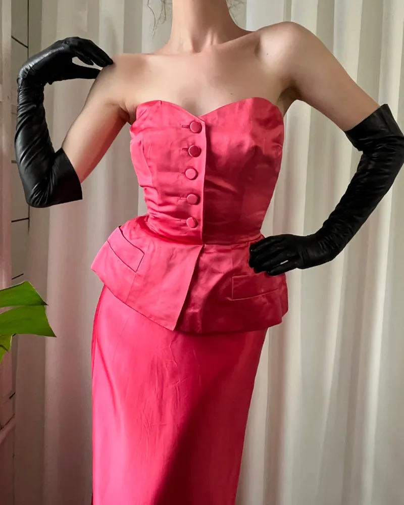 50s Christian Dior Silk Gown & Shawl | XS