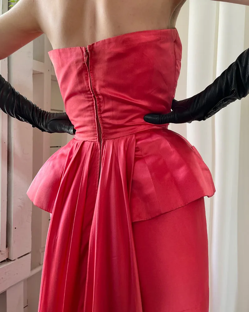 50s Christian Dior Silk Gown & Shawl | XS