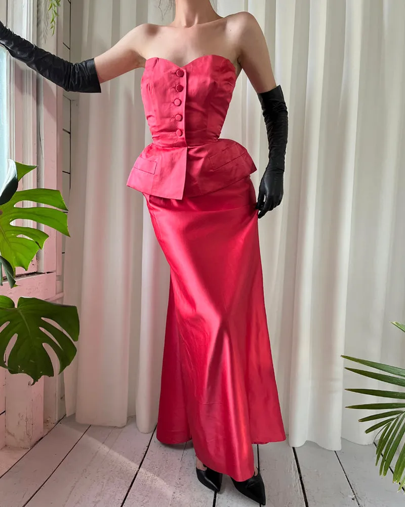 50s Christian Dior Silk Gown & Shawl | XS