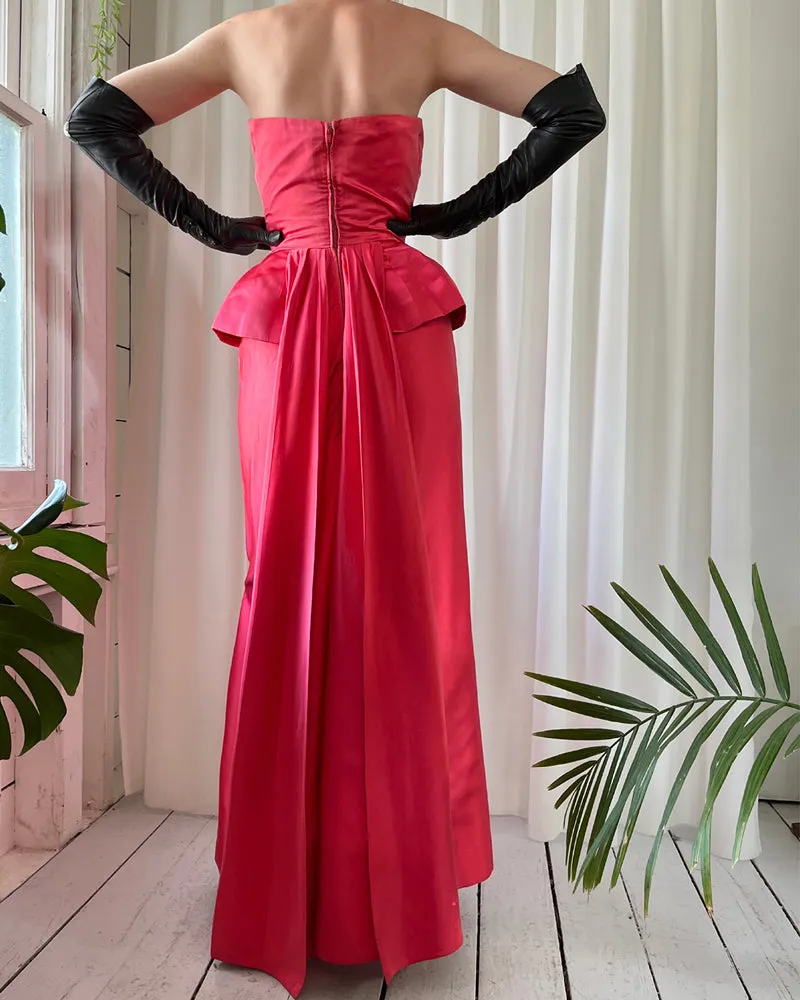 50s Christian Dior Silk Gown & Shawl | XS