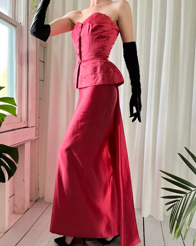 50s Christian Dior Silk Gown & Shawl | XS