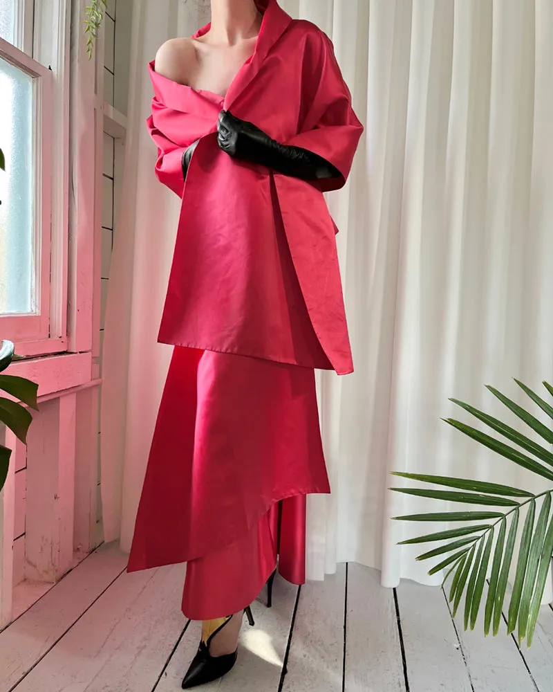 50s Christian Dior Silk Gown & Shawl | XS