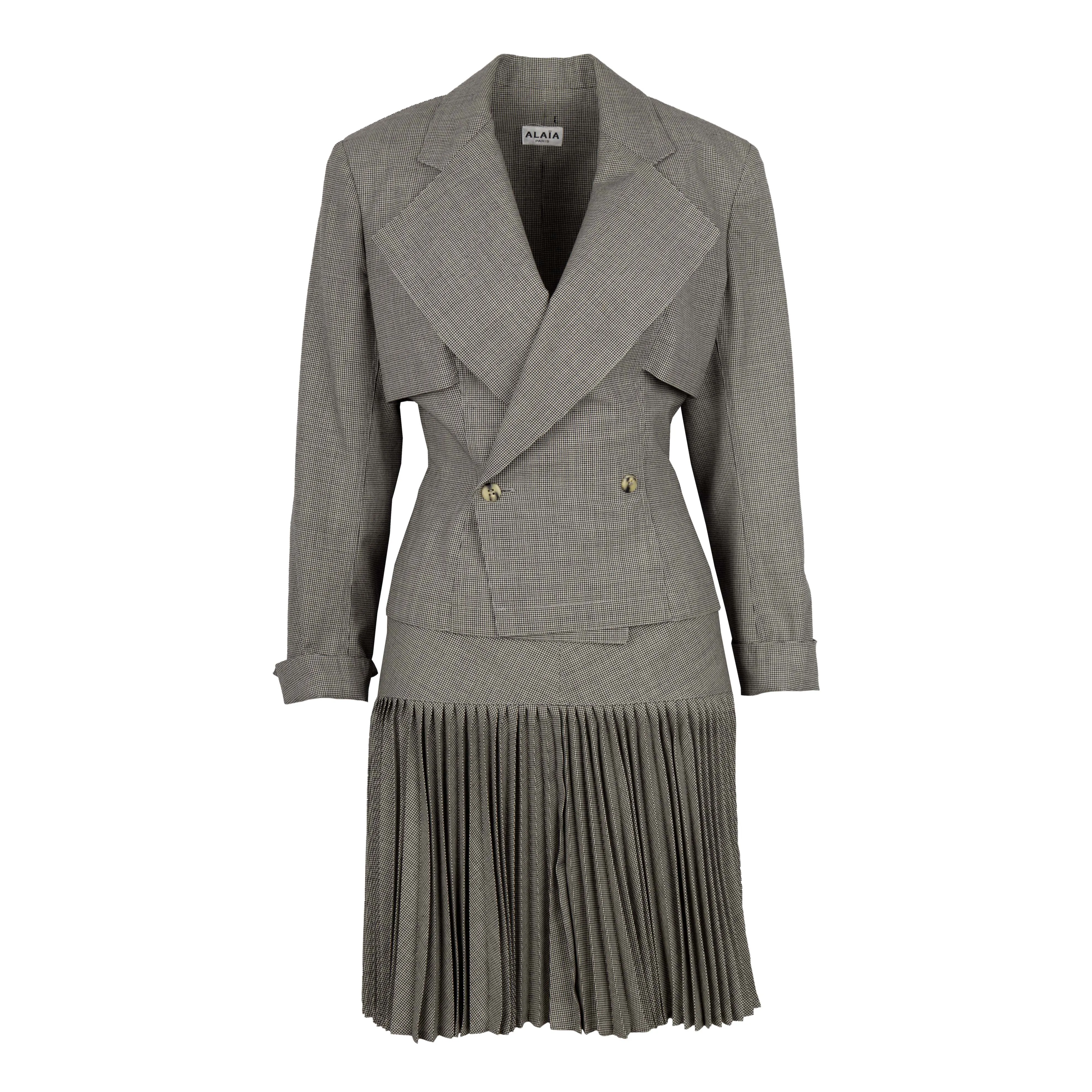 Alaïa Micro Houndstooth Suit & Pleated Skirt - '80s