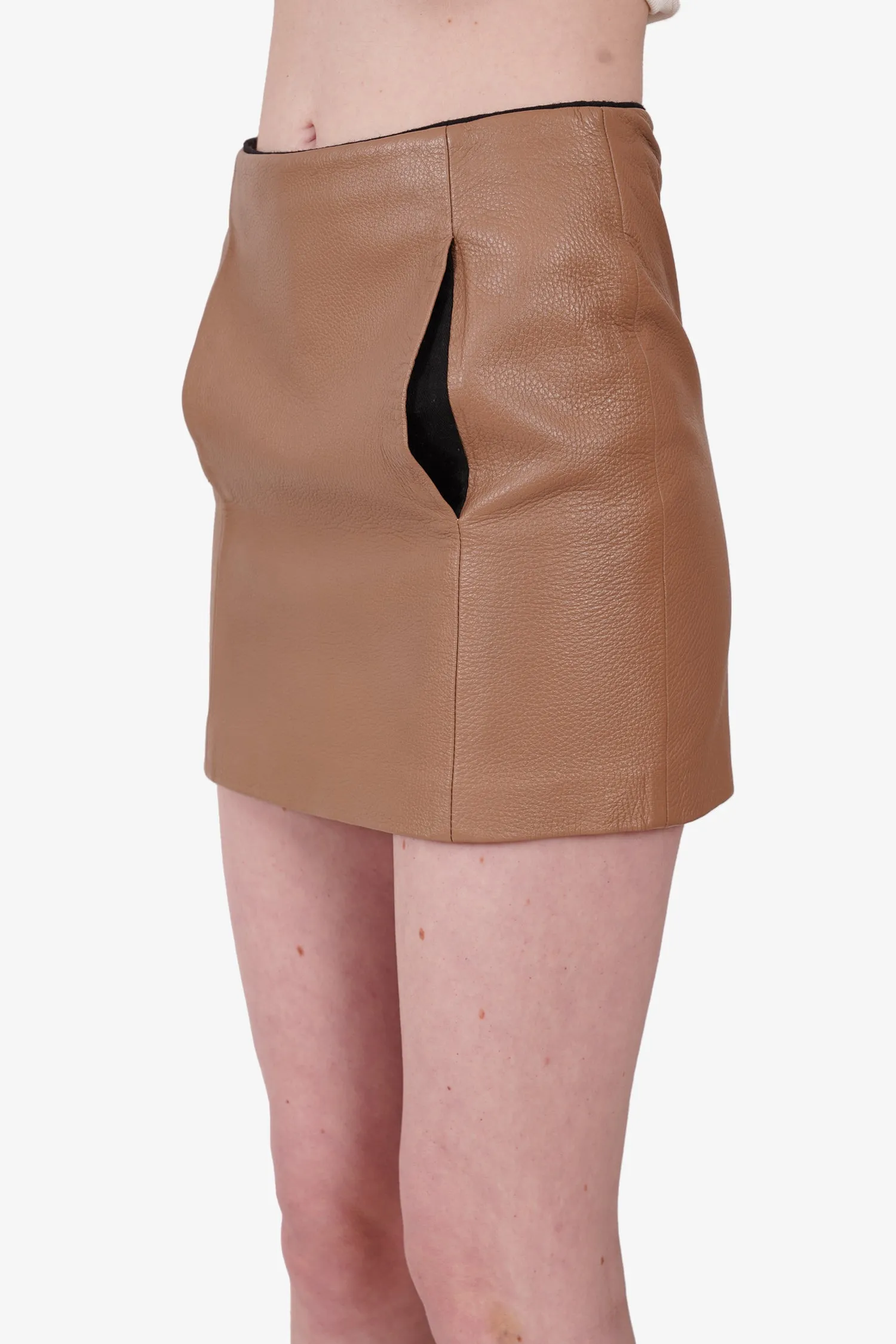 A.L.C. Brown Leather Mini Skirt Size 0