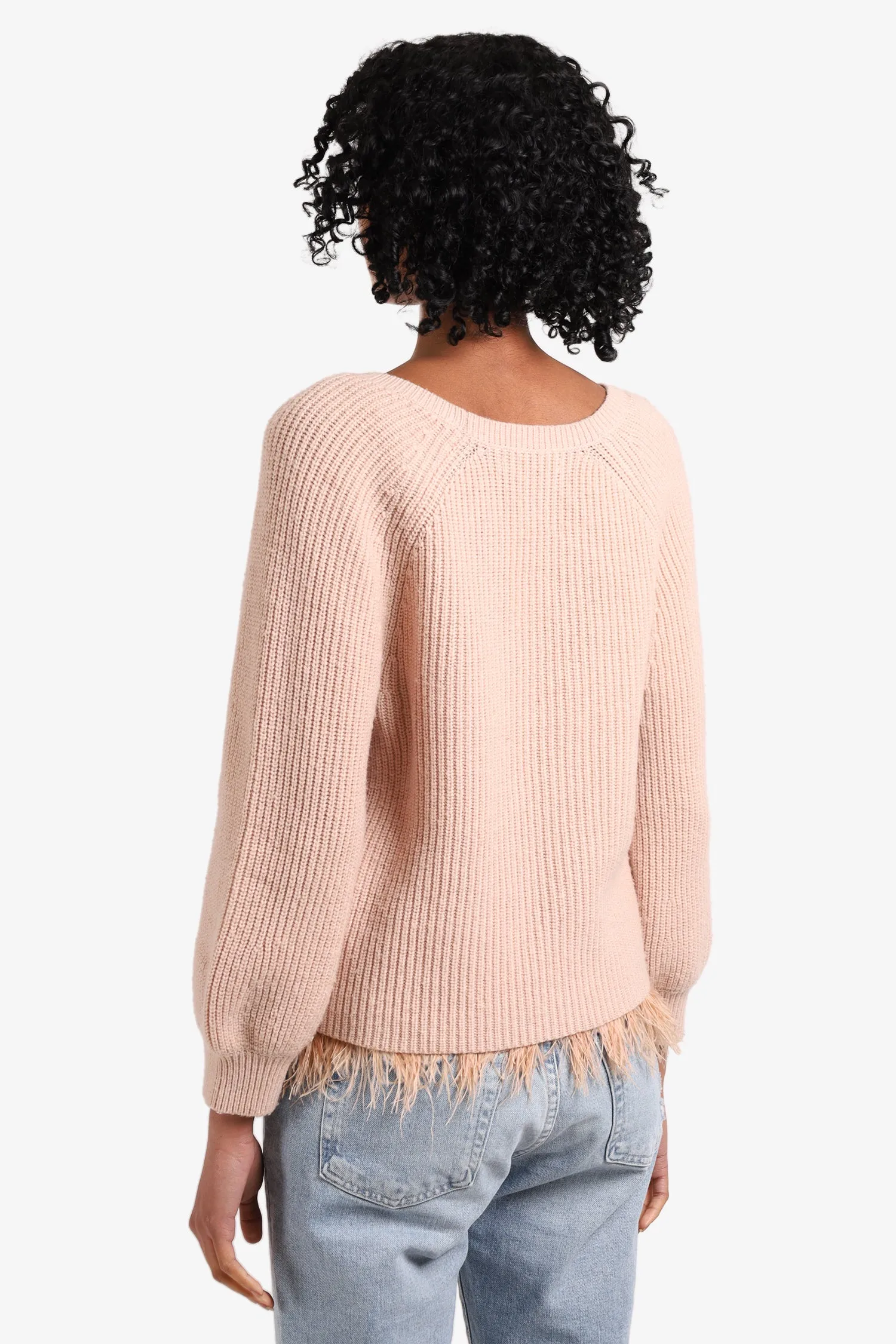 Alice   Olivia Pink Wool Sweater With Ostrich Feathers Size XS