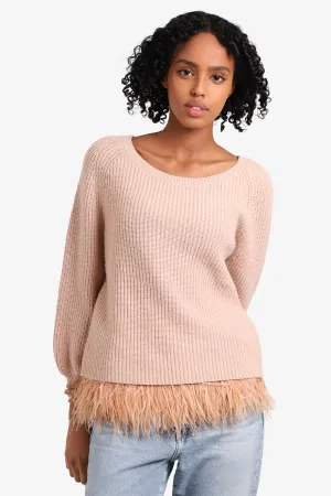Alice   Olivia Pink Wool Sweater With Ostrich Feathers Size XS
