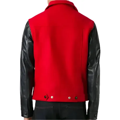 Ami Alexandre Leather Flight Bomber Jacket for Men