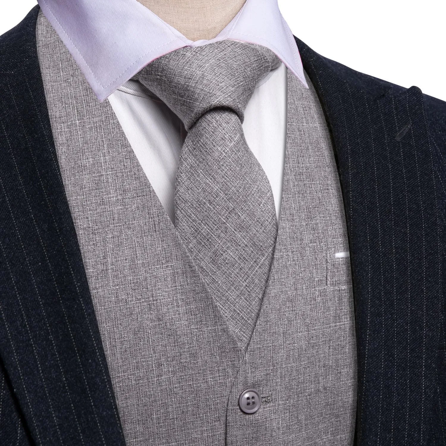 Barry.Wang Mens Plaid Suit Waistcoat Wool Blend Tailored Collar/V-neck 3 Pocket Check Vest Formal/Leisure
