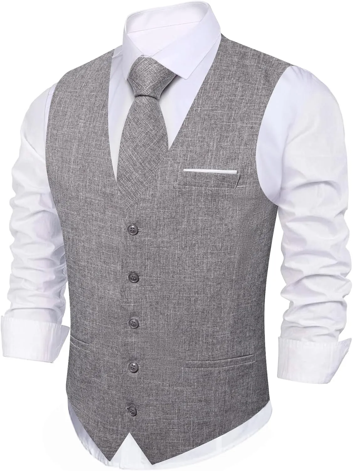Barry.Wang Mens Plaid Suit Waistcoat Wool Blend Tailored Collar/V-neck 3 Pocket Check Vest Formal/Leisure