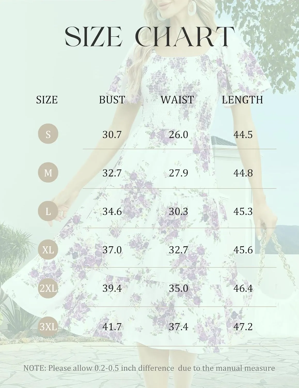 Bbonlinedress Womens Casual Floral Summer Smocked Beach Party Boho Midi Square Neck Dress
