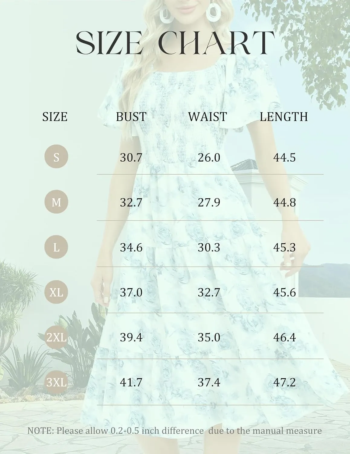 Bbonlinedress Womens Casual Floral Summer Smocked Beach Party Boho Midi Square Neck Dress