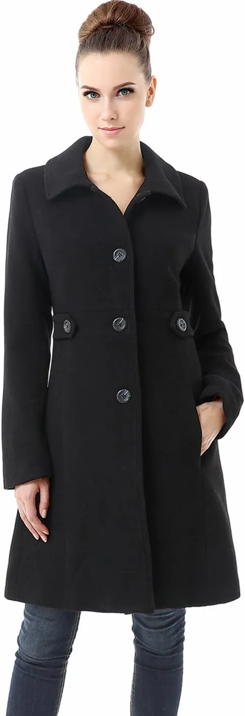 BGSD Women Heather Wool Blend Walking Coat (Also available in Plus Size and Petite)