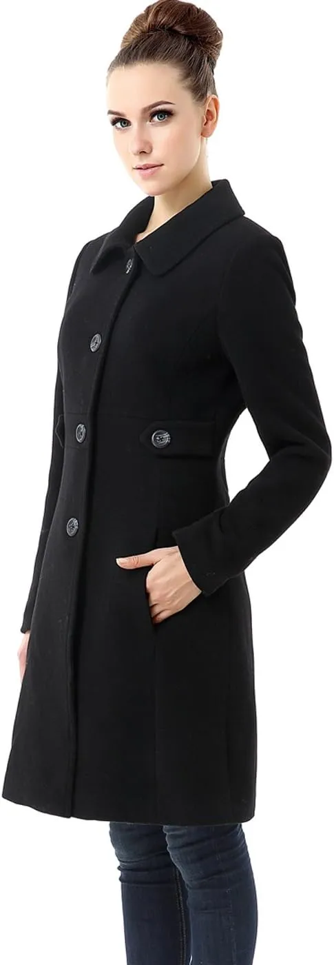 BGSD Women Heather Wool Blend Walking Coat (Also available in Plus Size and Petite)