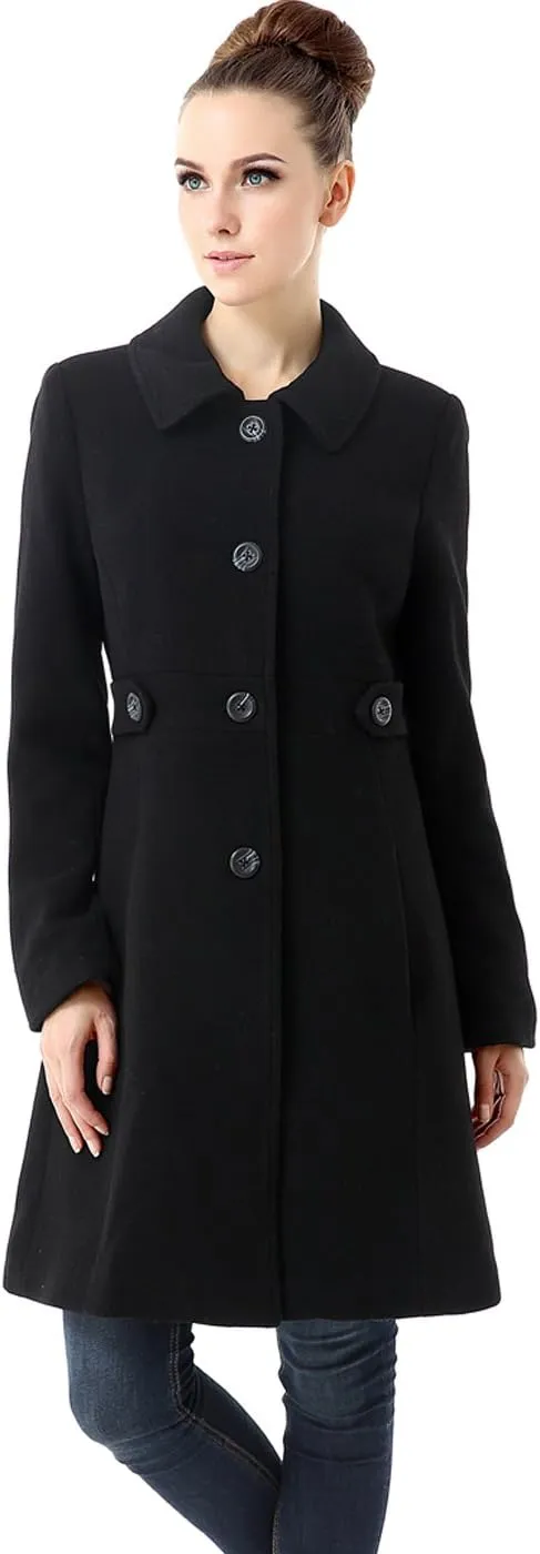 BGSD Women Heather Wool Blend Walking Coat (Also available in Plus Size and Petite)