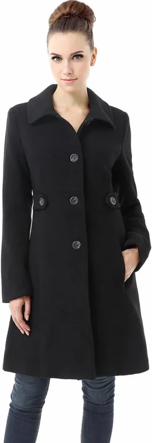 BGSD Women Heather Wool Blend Walking Coat (Also available in Plus Size and Petite)