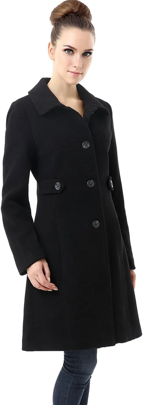BGSD Women Heather Wool Blend Walking Coat (Also available in Plus Size and Petite)