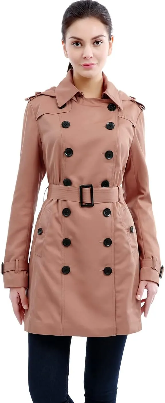 BGSD Women Leah Waterproof Hooded Mid Length Trench Coat