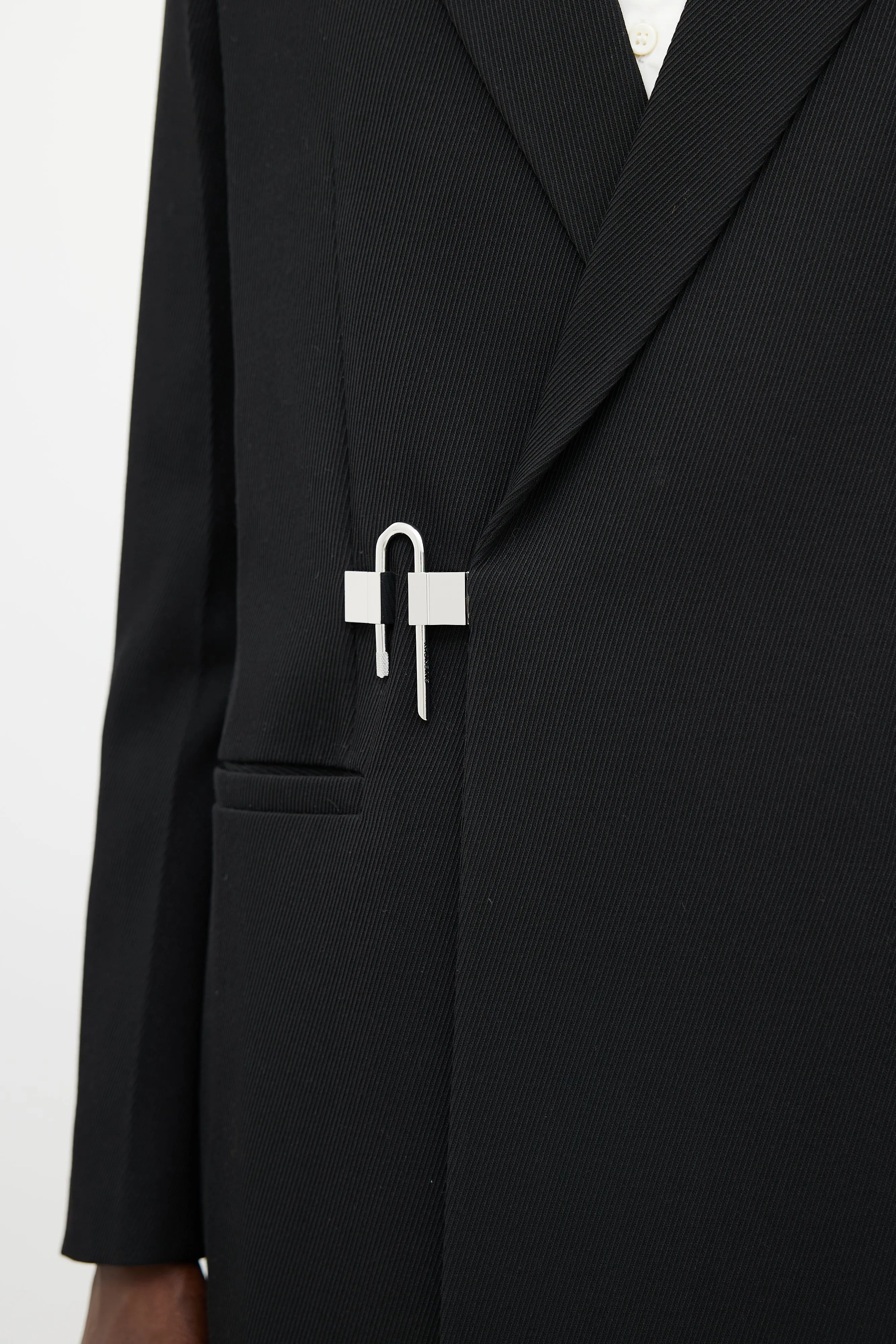 Black & Silver U-Lock Wool Coat