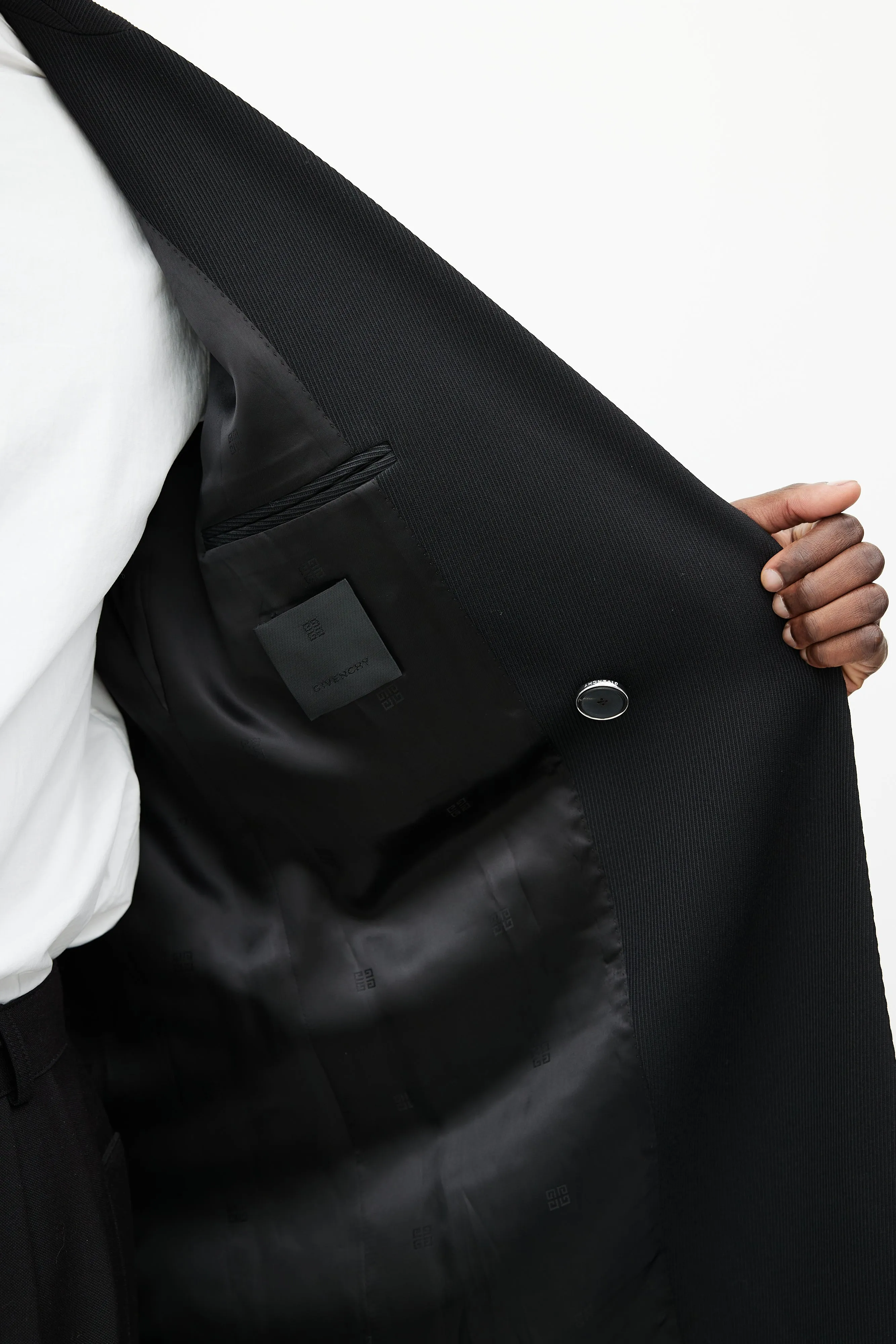 Black & Silver U-Lock Wool Coat