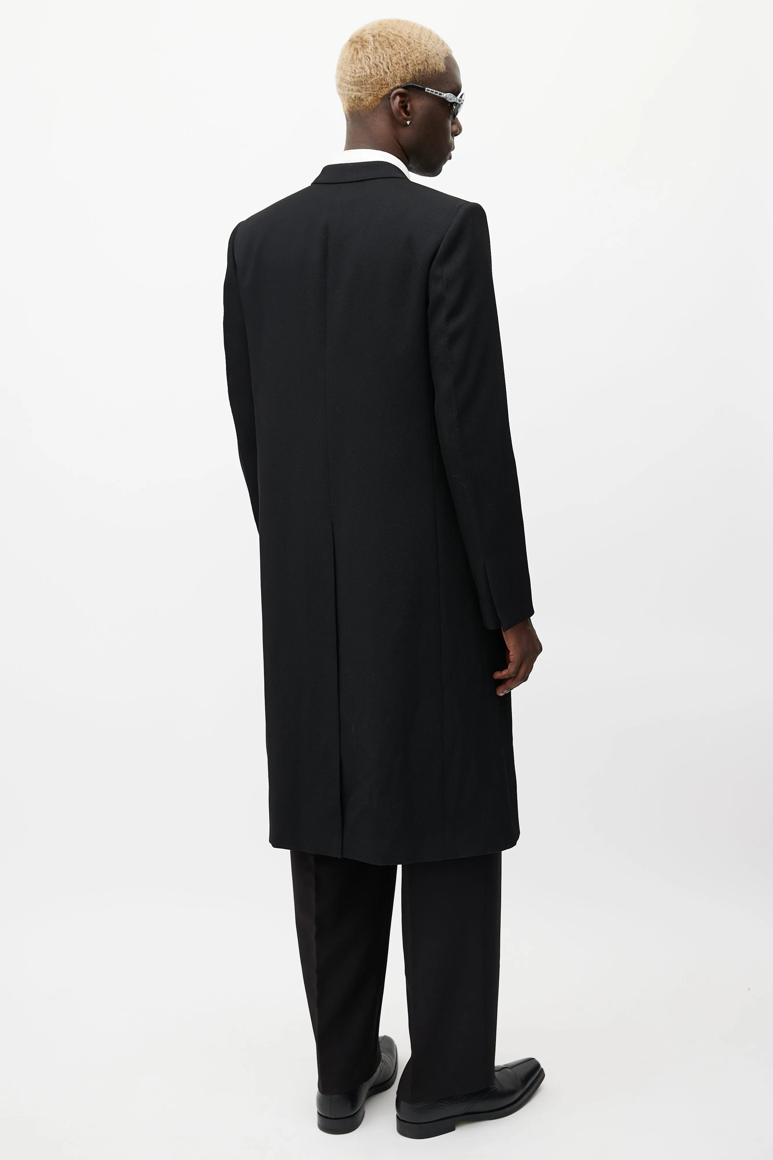 Black & Silver U-Lock Wool Coat