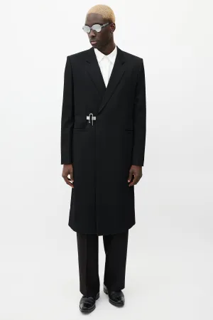 Black & Silver U-Lock Wool Coat