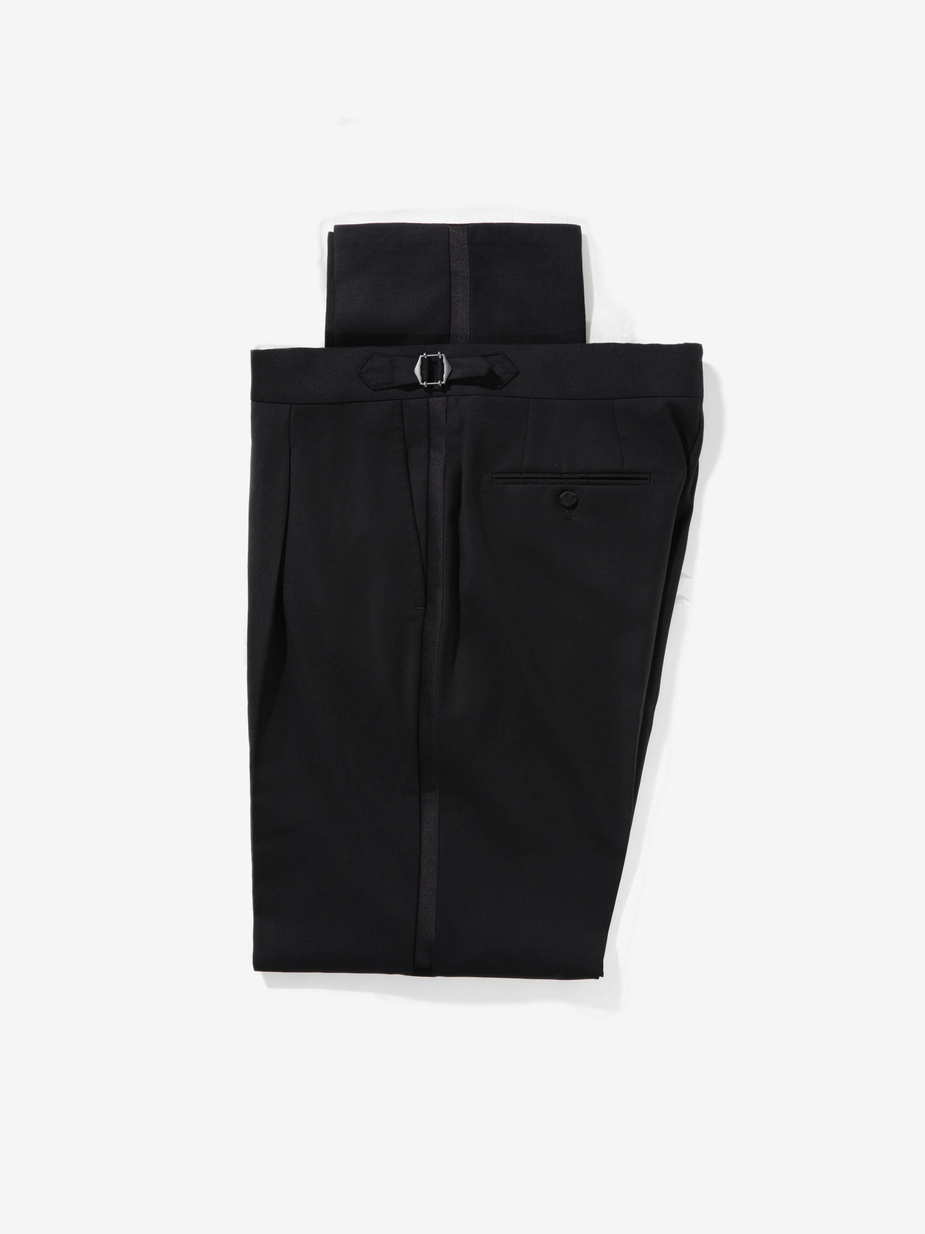 Black S130 Wool Tuxedo Trousers (Tailored Fit)
