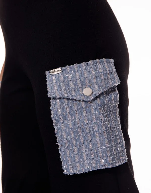Black Solid Contrast Pocket Jumpsuit