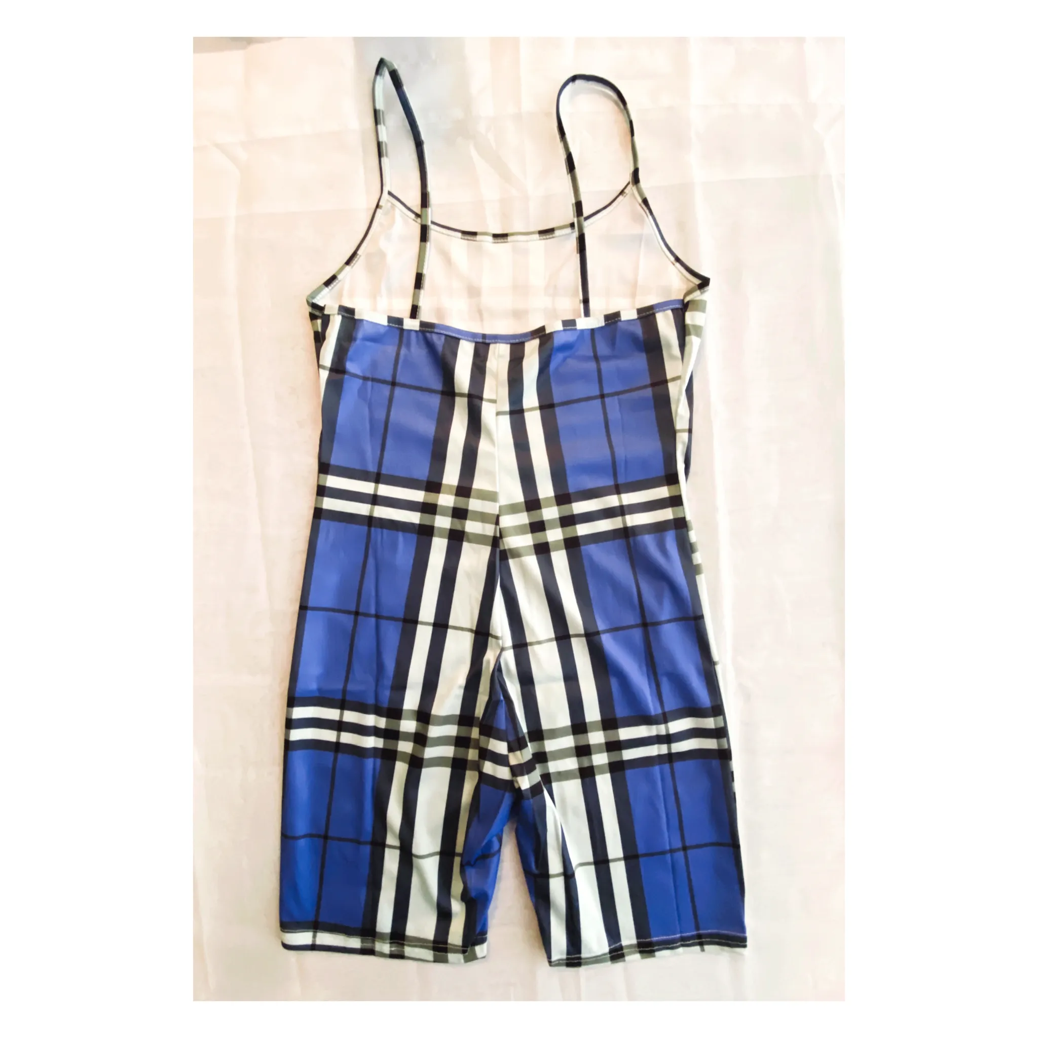 Blue Plaid Jumpsuit