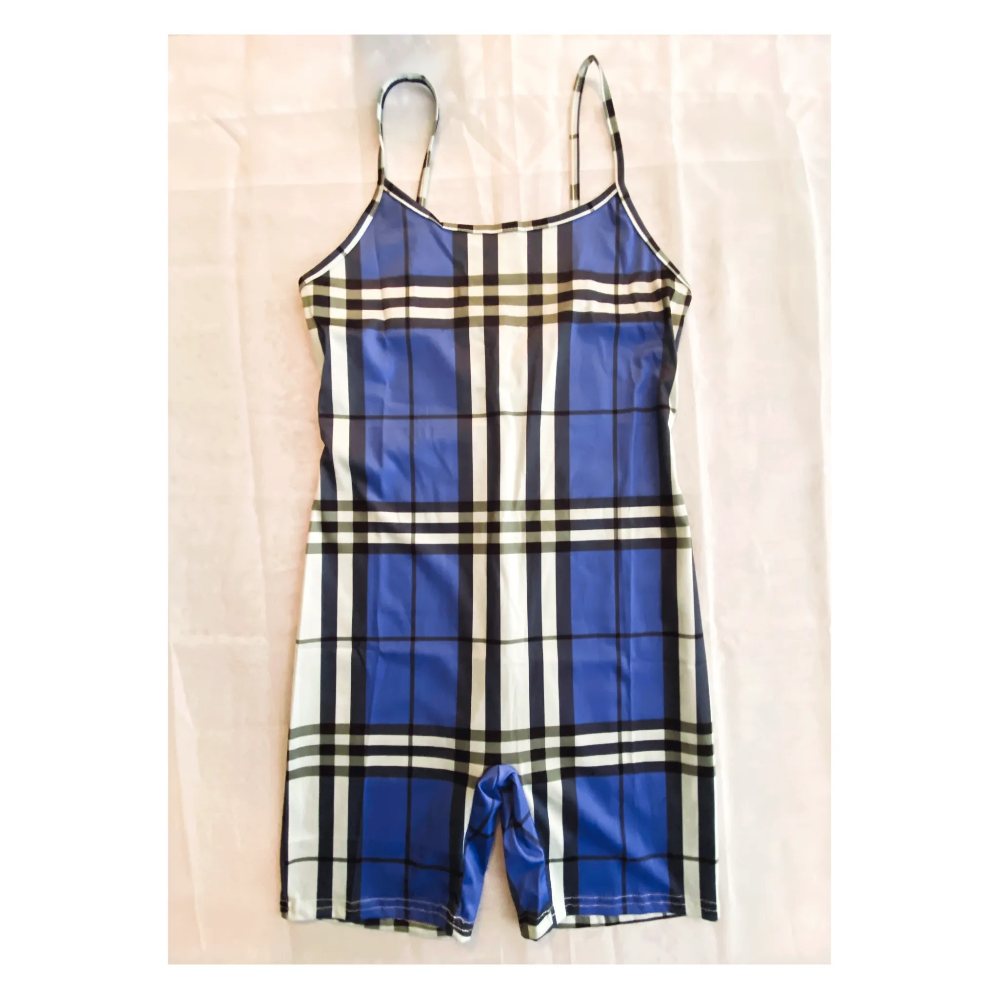 Blue Plaid Jumpsuit