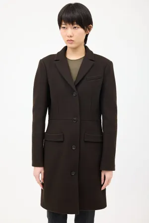 Brown Wool & Nylon Strap Coat