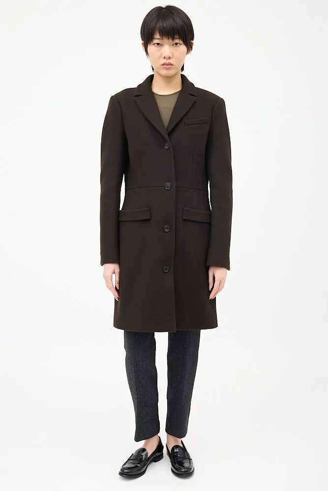 Brown Wool & Nylon Strap Coat