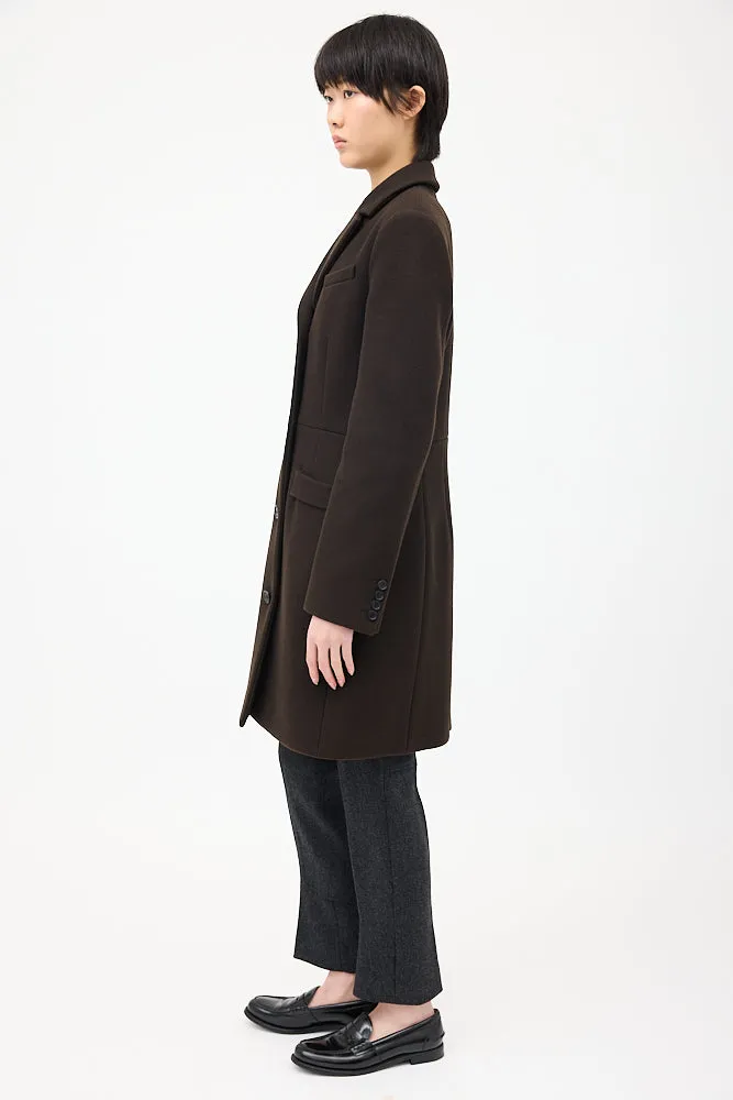 Brown Wool & Nylon Strap Coat