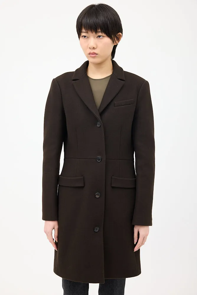 Brown Wool & Nylon Strap Coat