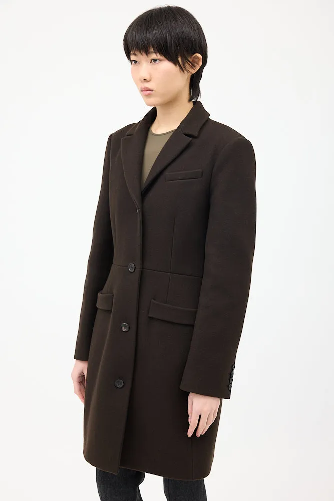 Brown Wool & Nylon Strap Coat