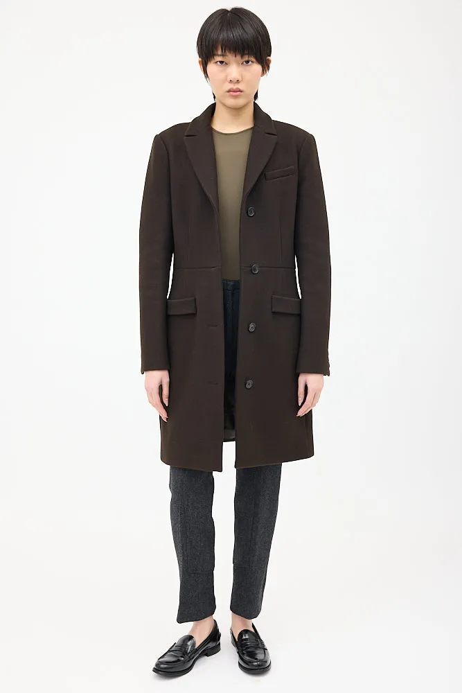 Brown Wool & Nylon Strap Coat