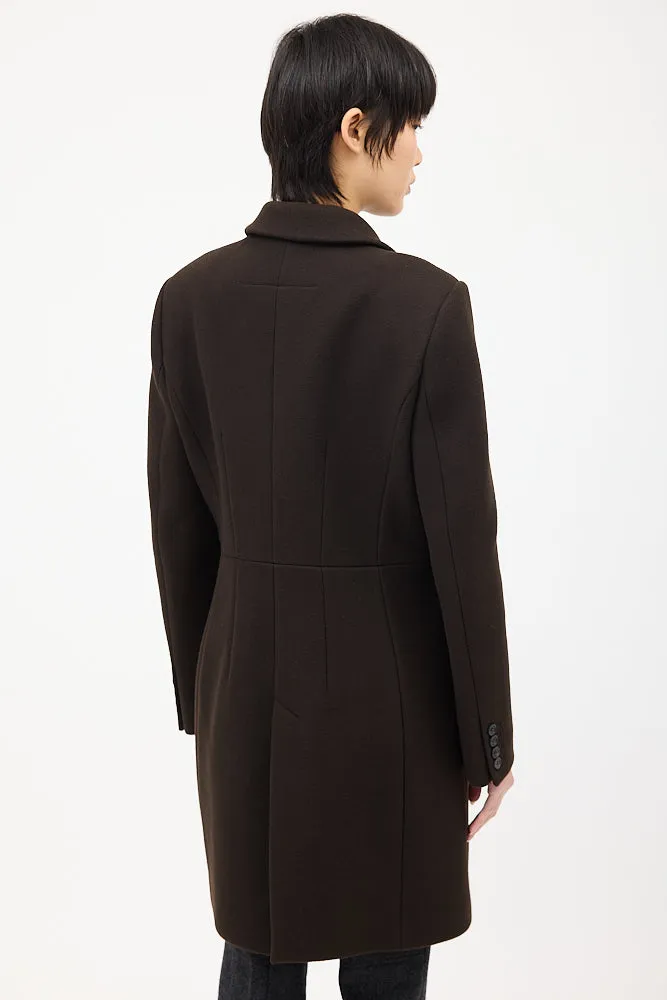 Brown Wool & Nylon Strap Coat