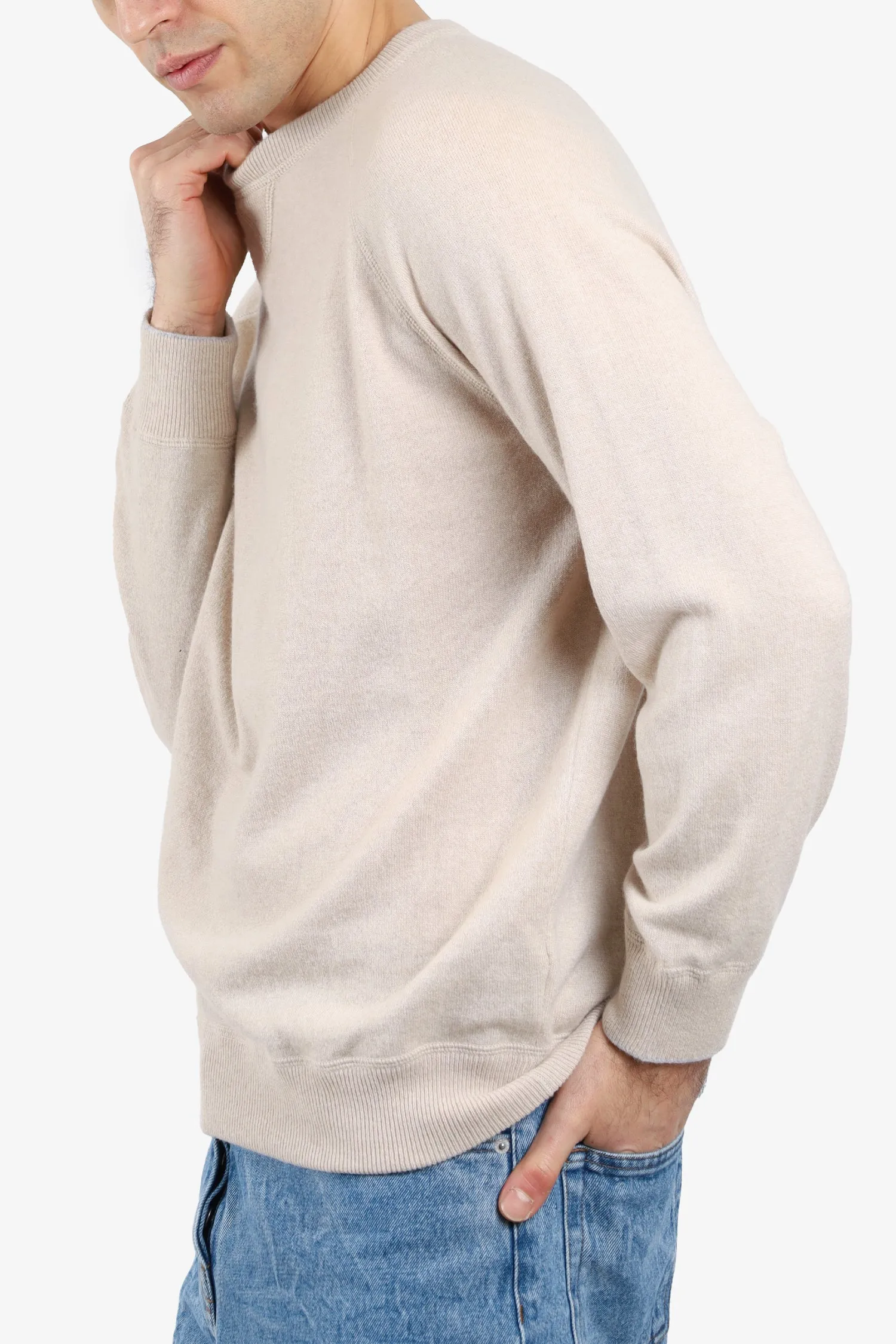 Brunello Cucinelli Beige Cashmere Crew Neck Sweater Size 52