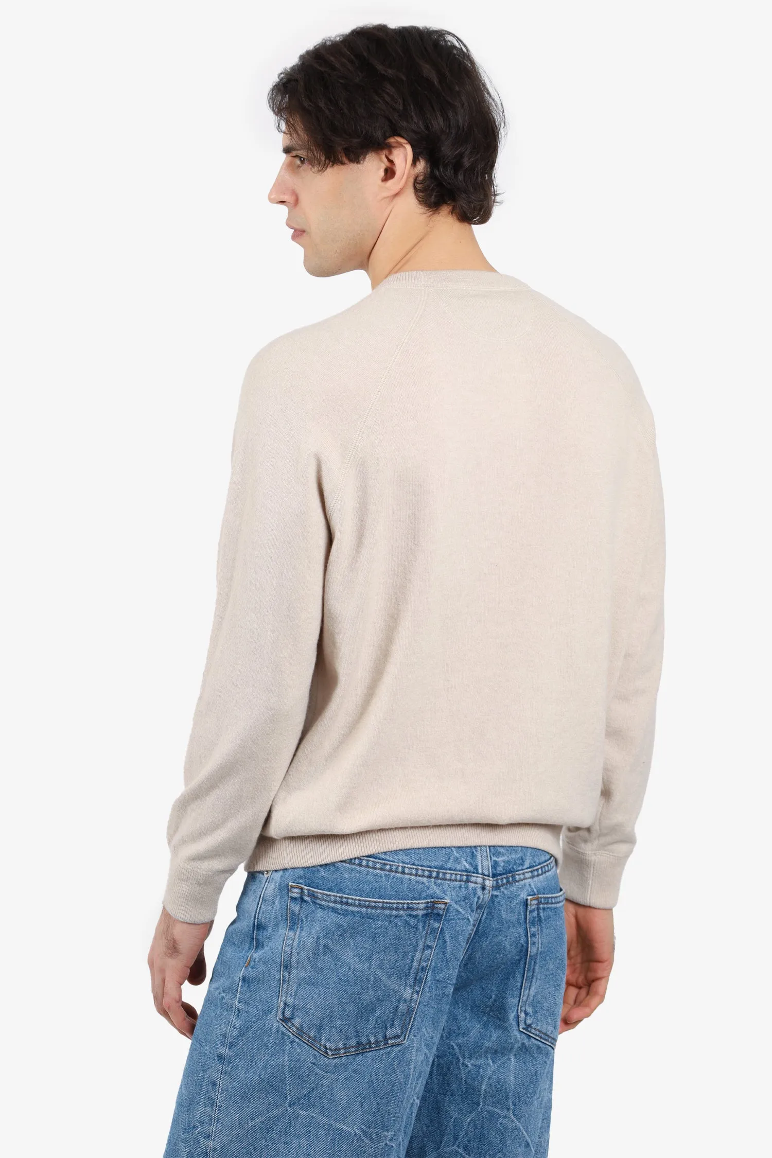 Brunello Cucinelli Beige Cashmere Crew Neck Sweater Size 52