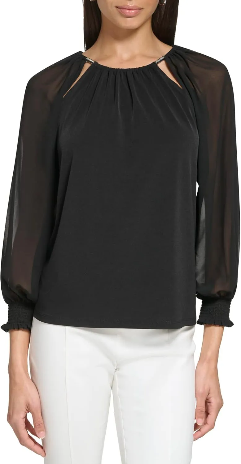 Calvin Klein Women's Knit Long Sleeve Blouse