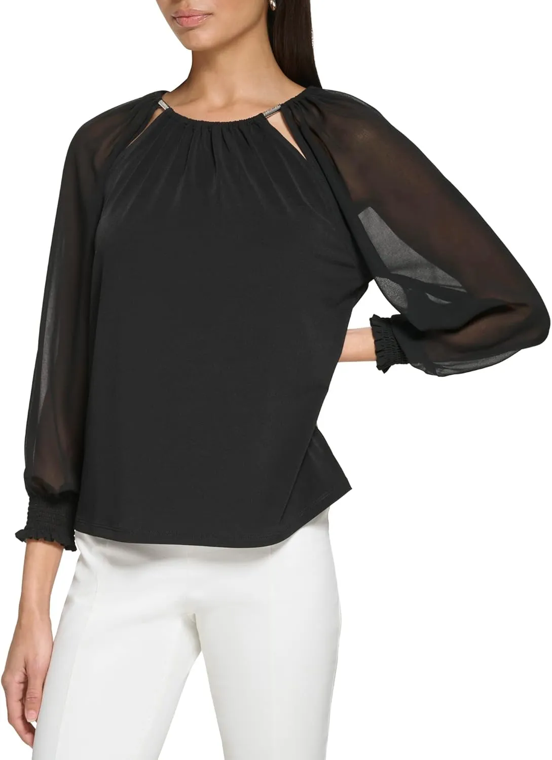 Calvin Klein Women's Knit Long Sleeve Blouse