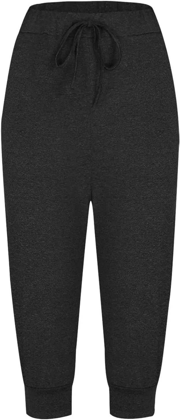Capri Pants for Women Summer High Waisted Capris Pant Cropped Trouser Pants Stretchy Cinch Bottom Pant with Pocket