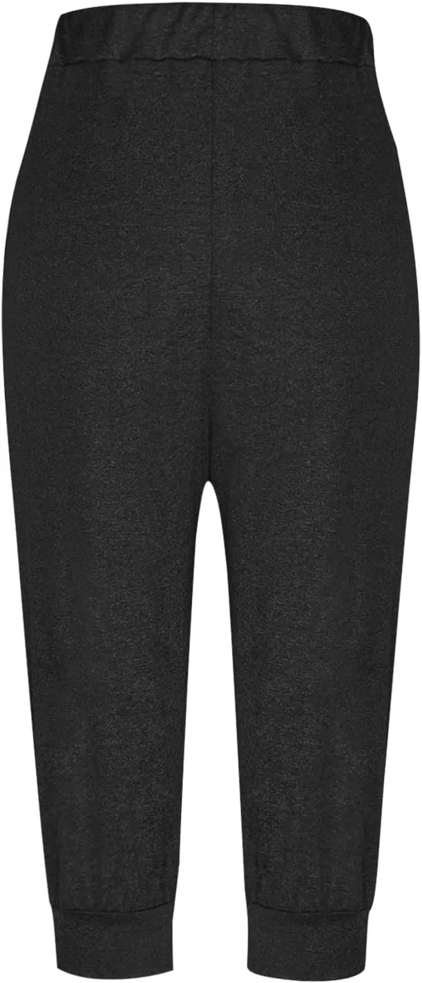Capri Pants for Women Summer High Waisted Capris Pant Cropped Trouser Pants Stretchy Cinch Bottom Pant with Pocket
