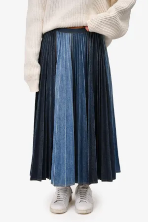 Christian Dior 2021 Two Toned Pleated Denim Midi Skirt Size 40