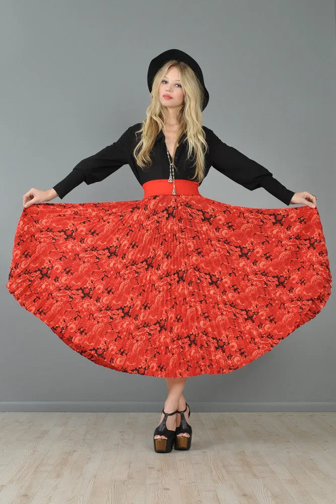 Christian Dior Boutique Pleated Floral Maxi Skirt