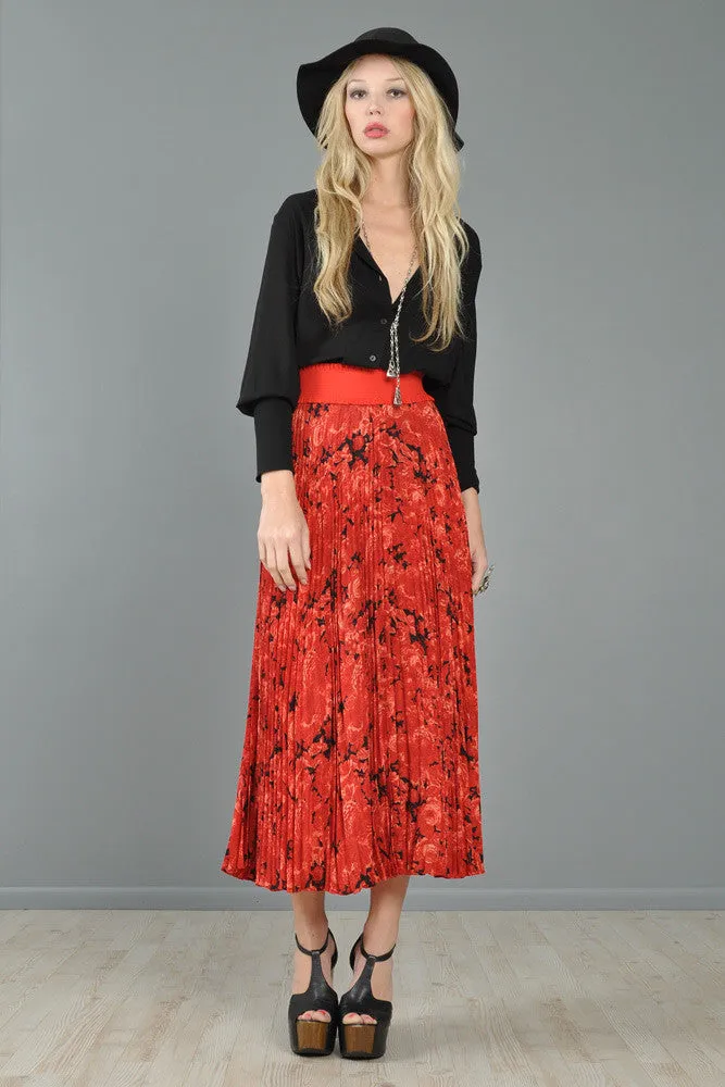 Christian Dior Boutique Pleated Floral Maxi Skirt