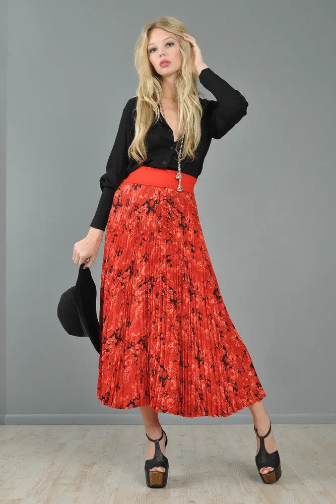 Christian Dior Boutique Pleated Floral Maxi Skirt
