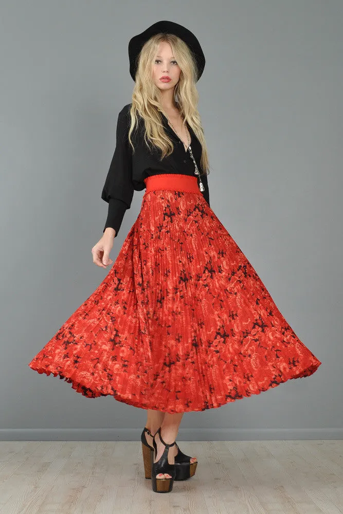 Christian Dior Boutique Pleated Floral Maxi Skirt