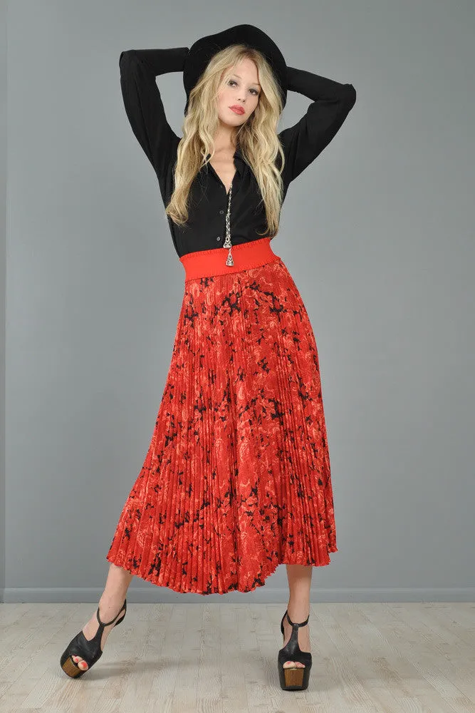 Christian Dior Boutique Pleated Floral Maxi Skirt