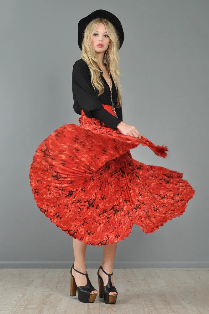 Christian Dior Boutique Pleated Floral Maxi Skirt